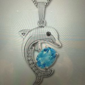 Kay Jewelers sterling silver diamond and blue topaz pendant